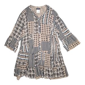 Chic Houndstooth Patchwork Dress Size L / XL